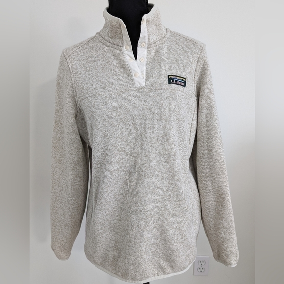 Women's LL Bean Sweater Fleece Pullover Medium Sailcloth - Picture 2 of 9